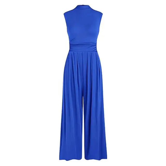 Damen Jumpsuit – Ärmellos – Eleganter Schnitt – Fließender Stoff – Formbetont