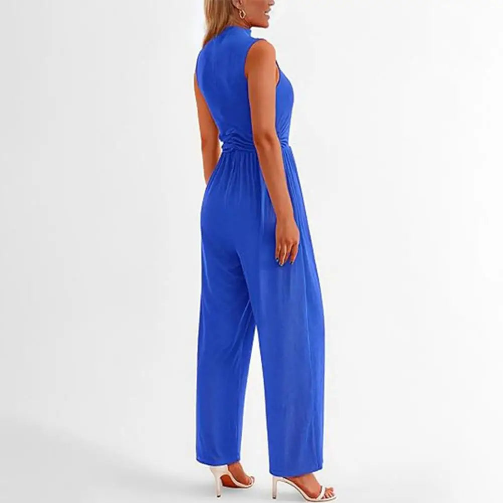 Damen Jumpsuit – Ärmellos – Eleganter Schnitt – Fließender Stoff – Formbetont