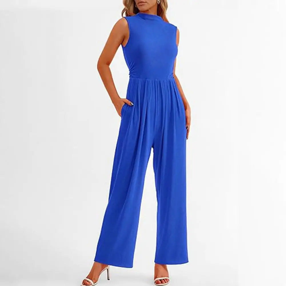 Damen Jumpsuit – Ärmellos – Eleganter Schnitt – Fließender Stoff – Formbetont