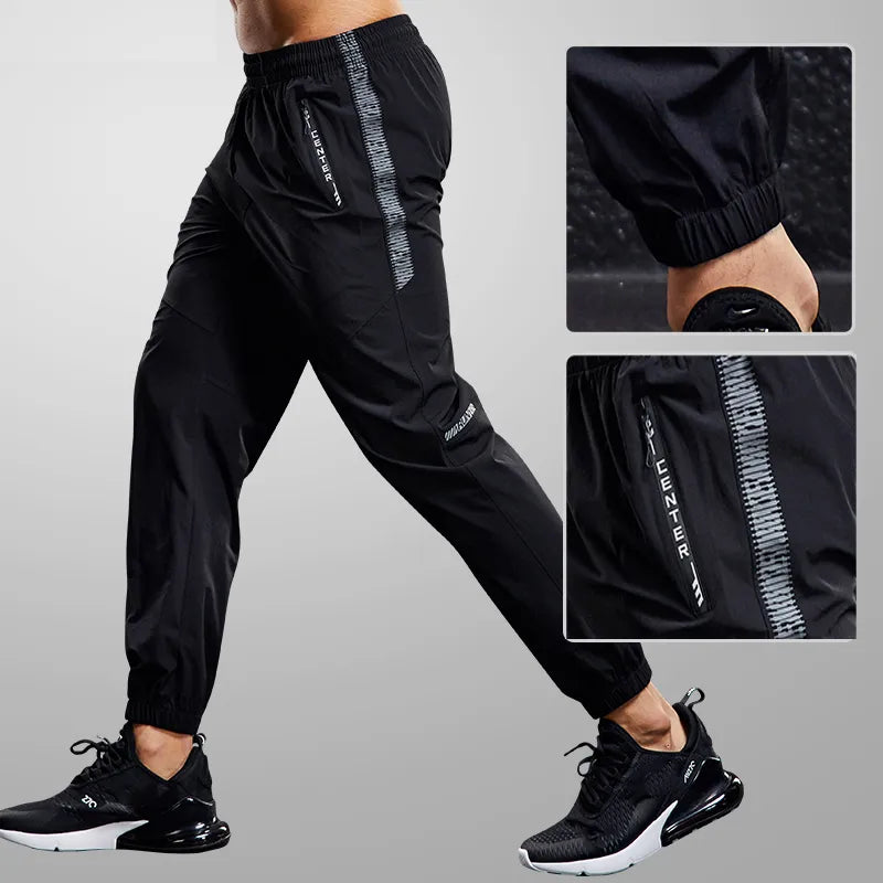 Herren Laufhose – Atmungsaktives Funktionsgewebe – Schmaler Schnitt – Zipper-Taschen