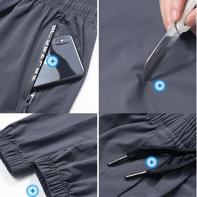 Herren Laufhose – Atmungsaktives Funktionsgewebe – Schmaler Schnitt – Zipper-Taschen