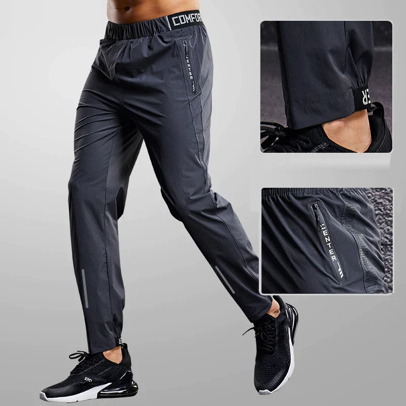 Herren Laufhose – Atmungsaktives Funktionsgewebe – Schmaler Schnitt – Zipper-Taschen