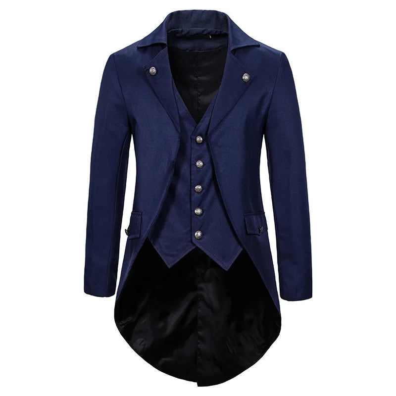 Herren Jackett – Stehkragen Tailcoat – Strukturierte Passform – Eleganter Gothic Stil
