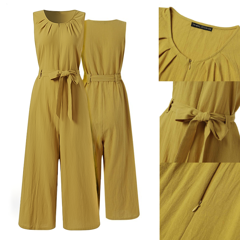 Damen Jumpsuit – Lockerer Schnitt – Weites Bein – Atmungsaktive Naturfaser