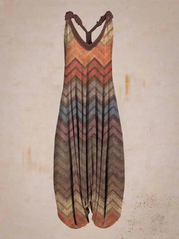 Damen Jumpsuit – Harem Style – Boho Print – Halterneck – Lockere Passform – Lang