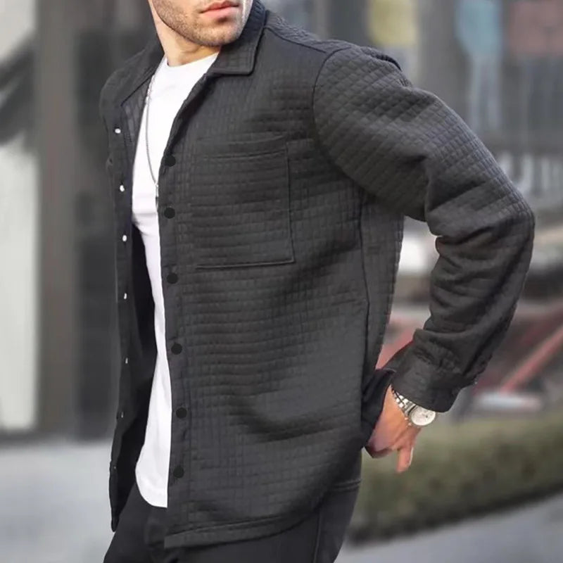 Herren Overshirt – Relaxed Fit – Gesteppt – Weiche Struktur – Knopfverschluss