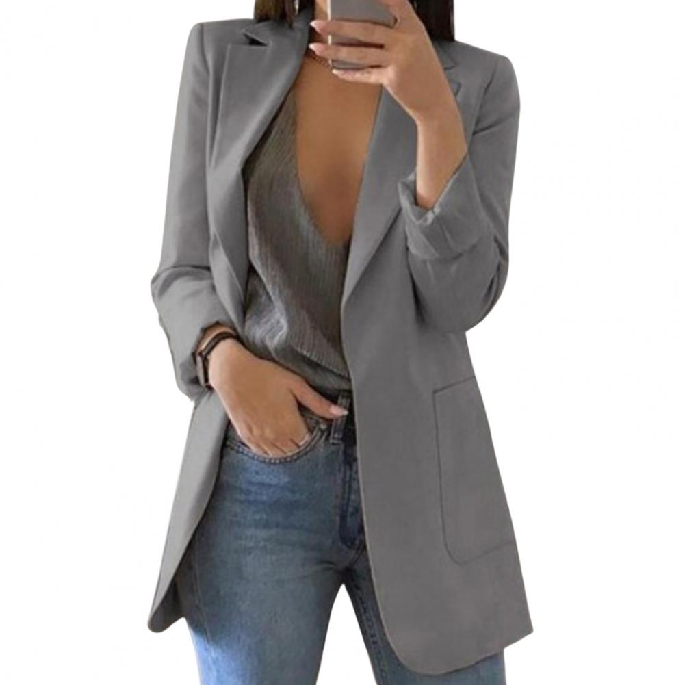 Damen Blazer – Taillierter Schnitt – Einzelreiher – Große Taschen – Hüftlang