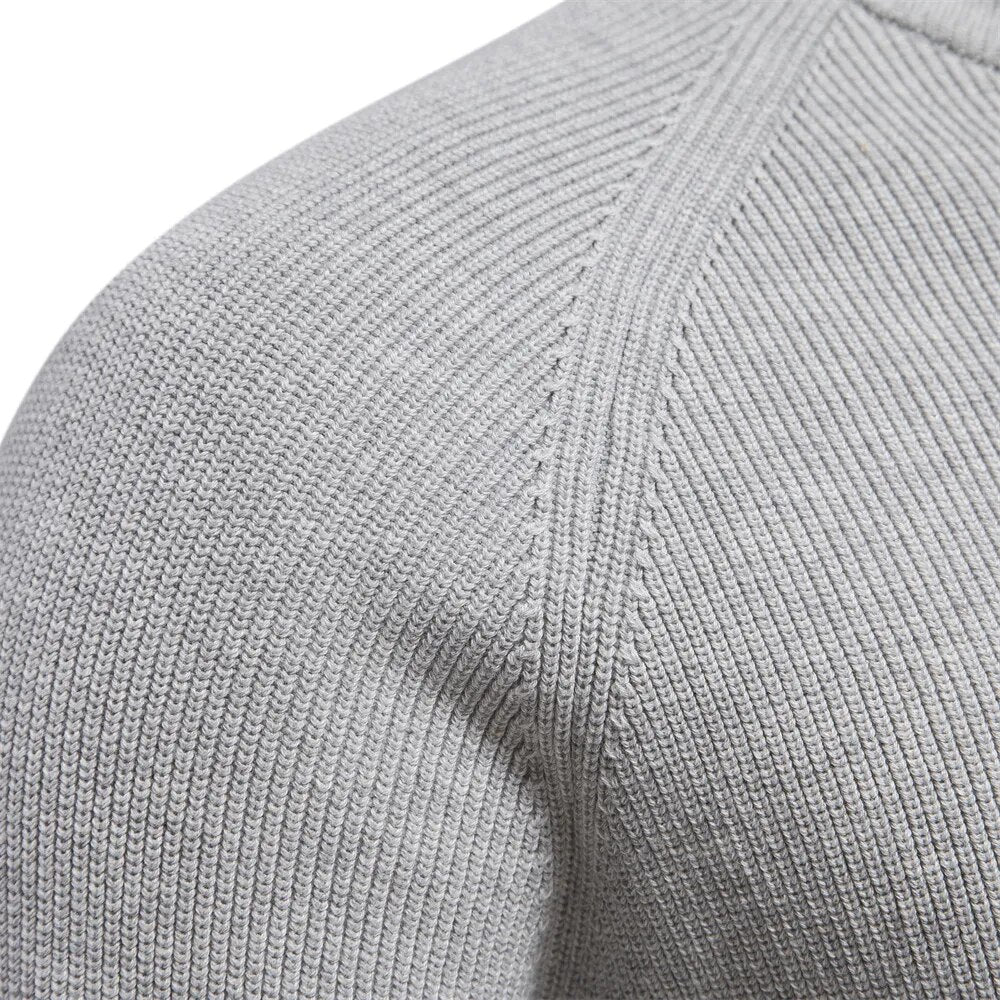 Herrenpullover – Klassische Passform – Weiches Strick – Halbzipp mit Stehkragen