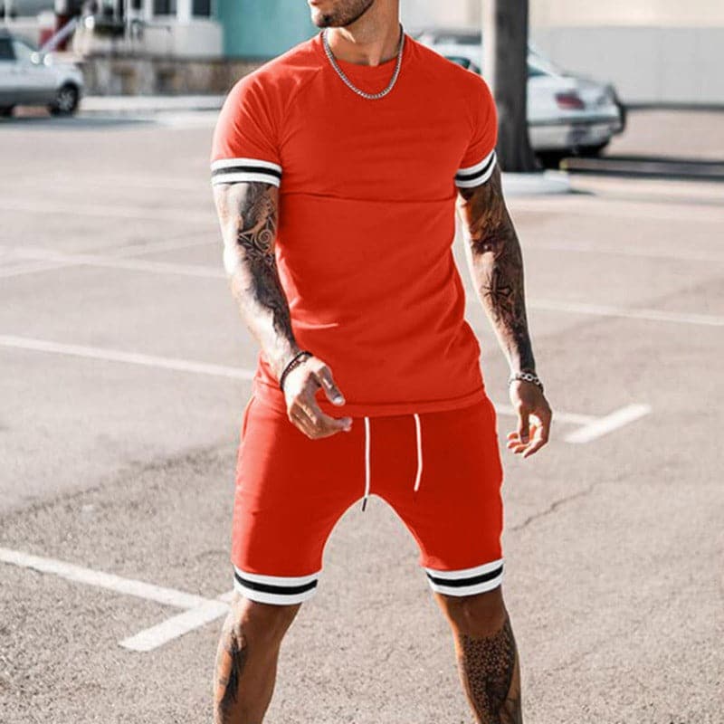Herren Trainingsset – Slim Fit – Atmungsaktiver Stretch – Kurzarm & Shorts