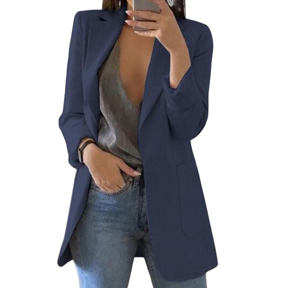 Damen Blazer – Taillierter Schnitt – Einzelreiher – Große Taschen – Hüftlang