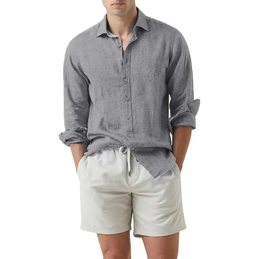 Herren Freizeithemd – Relaxed Fit – Langarm – Natürliche atmungsaktive Fasern
