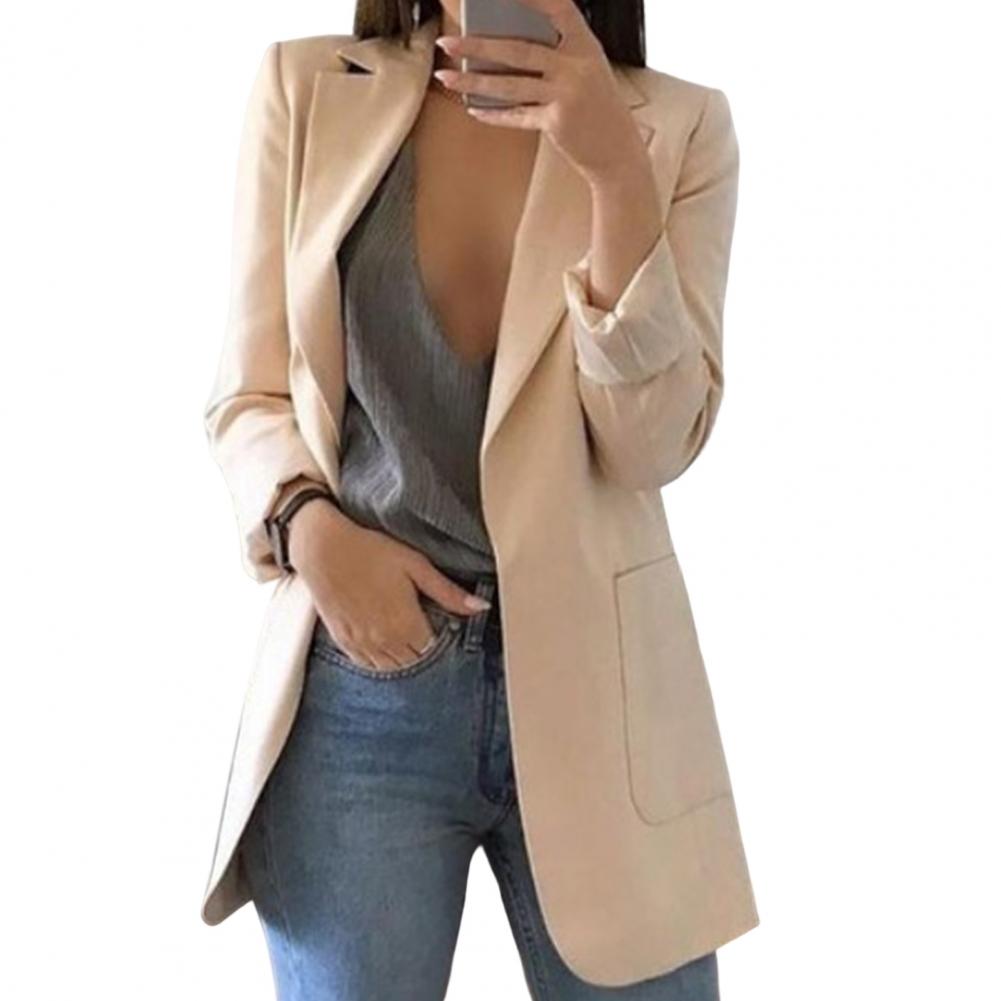 Damen Blazer – Taillierter Schnitt – Einzelreiher – Große Taschen – Hüftlang