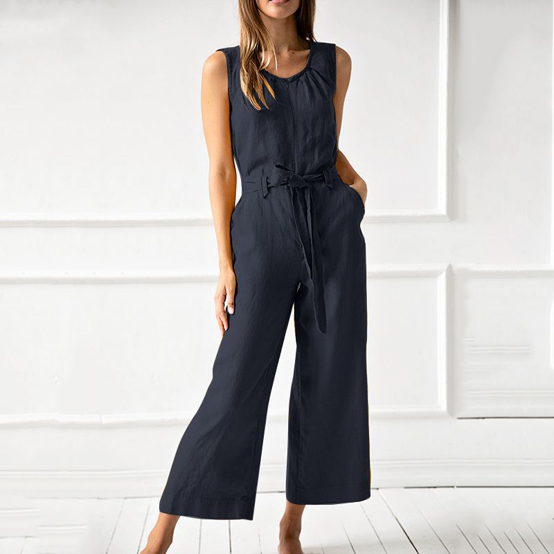 Damen Jumpsuit – Lockerer Schnitt – Weites Bein – Atmungsaktive Naturfaser