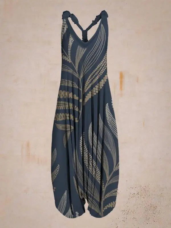 Damen Jumpsuit – Harem Style – Boho Print – Halterneck – Lockere Passform – Lang