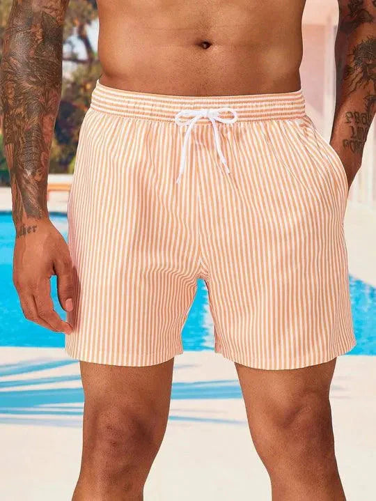 Herren Badeshorts – Relaxed Fit – Schnell trocknend – Elastischer Bund mit Kordelzug