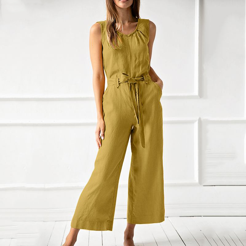 Damen Jumpsuit – Lockerer Schnitt – Weites Bein – Atmungsaktive Naturfaser
