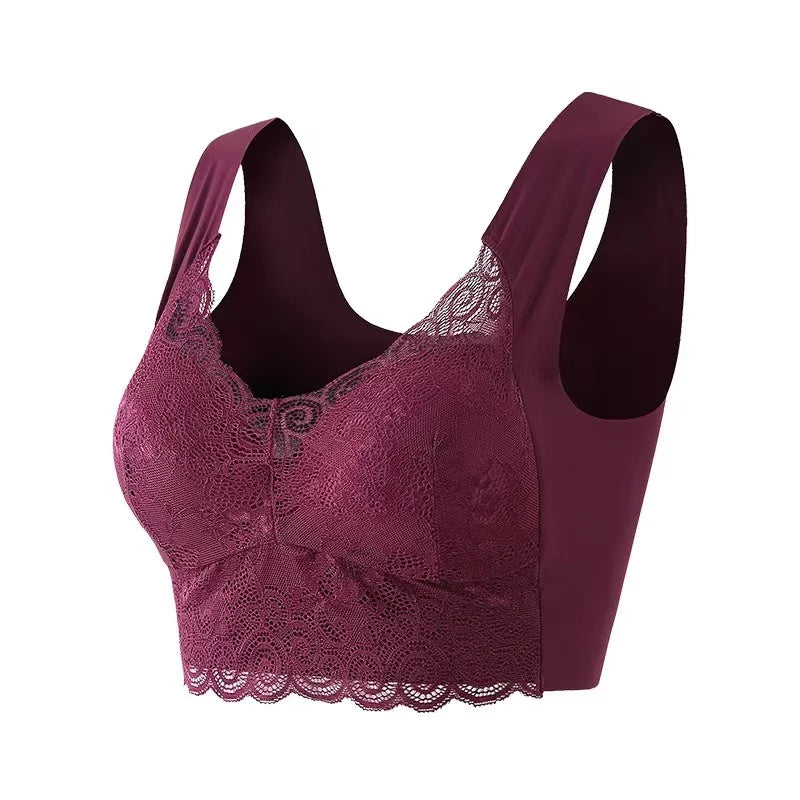 Damen BH – Nahtloser Sitz – Ohne Bügel – Spitze – Vollschale mit Stützfunktion