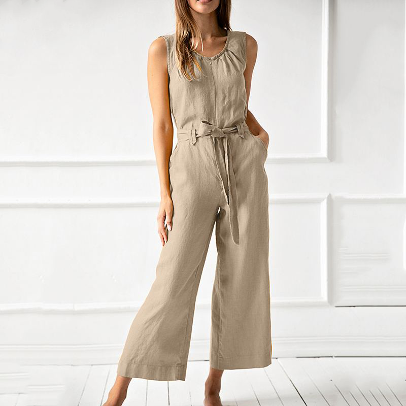 Damen Jumpsuit – Lockerer Schnitt – Weites Bein – Atmungsaktive Naturfaser