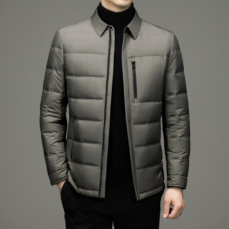Herren Steppjacke – Standard Fit – Reißverschluss – Klassischer Kragen – Leicht wattiert