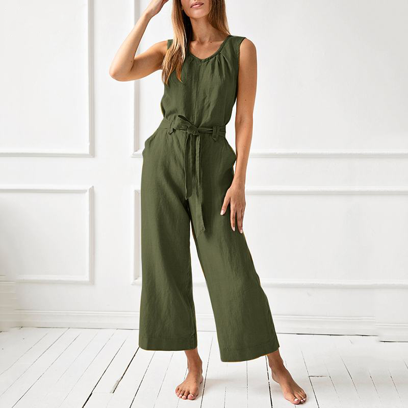 Damen Jumpsuit – Lockerer Schnitt – Weites Bein – Atmungsaktive Naturfaser