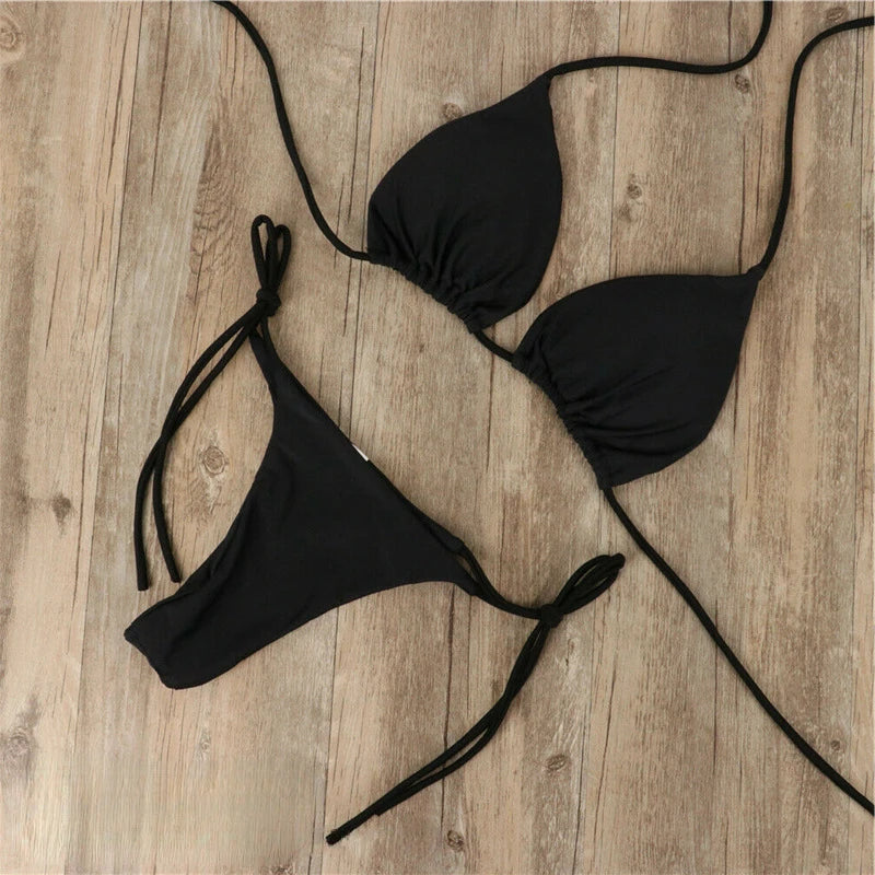Damen Bikini Set – Triangel Top – Atmungsaktives Stretchmaterial – Tiefer Schnitt