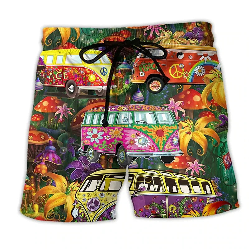 Herren Badeshorts – Regular Fit – Schnell trocknend – Boho Muster – Verstellbarer Bund