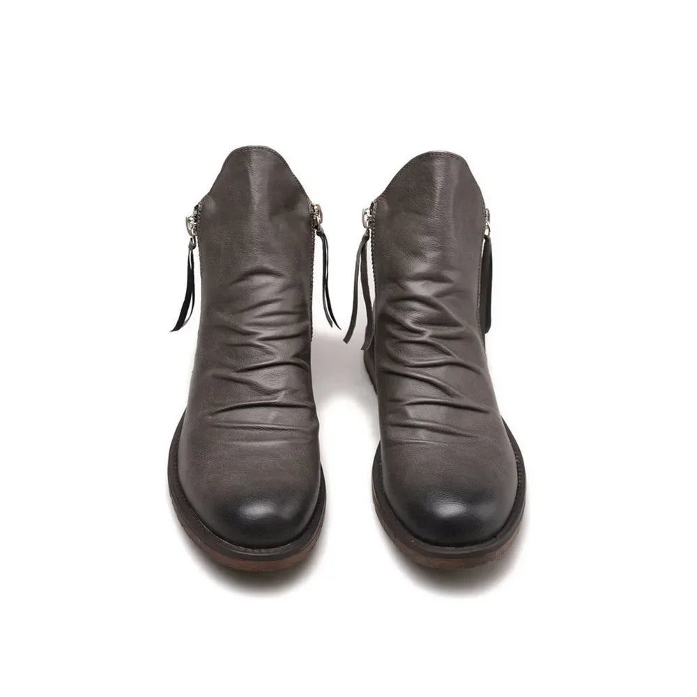 Herren Chelsea Boots – Sleek Fit – Lederoptik – Seitlicher Reißverschluss – Flacher Absatz