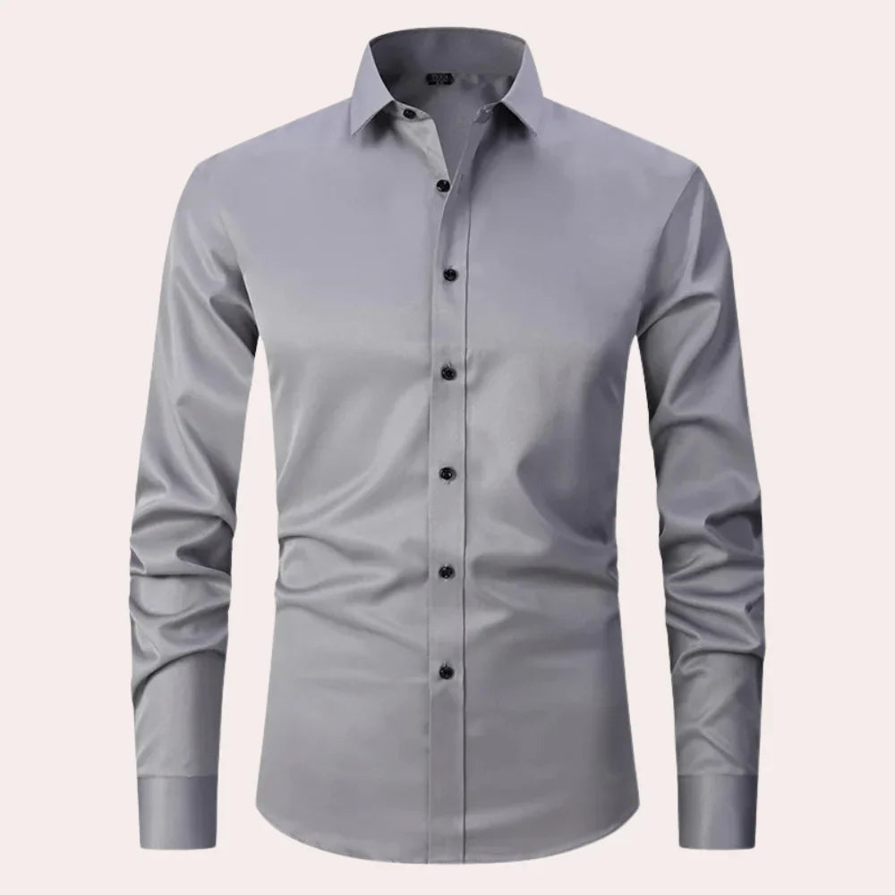 Herren Slim Fit Hemd – Atmungsaktive Naturfaser – Stretch – Knopfleiste – Kragen