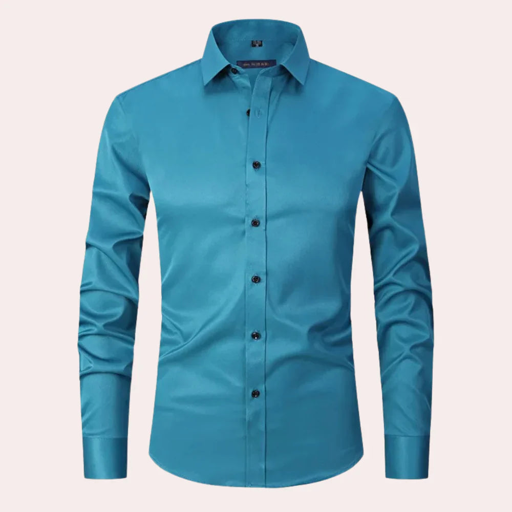 Herren Slim Fit Hemd – Atmungsaktive Naturfaser – Stretch – Knopfleiste – Kragen