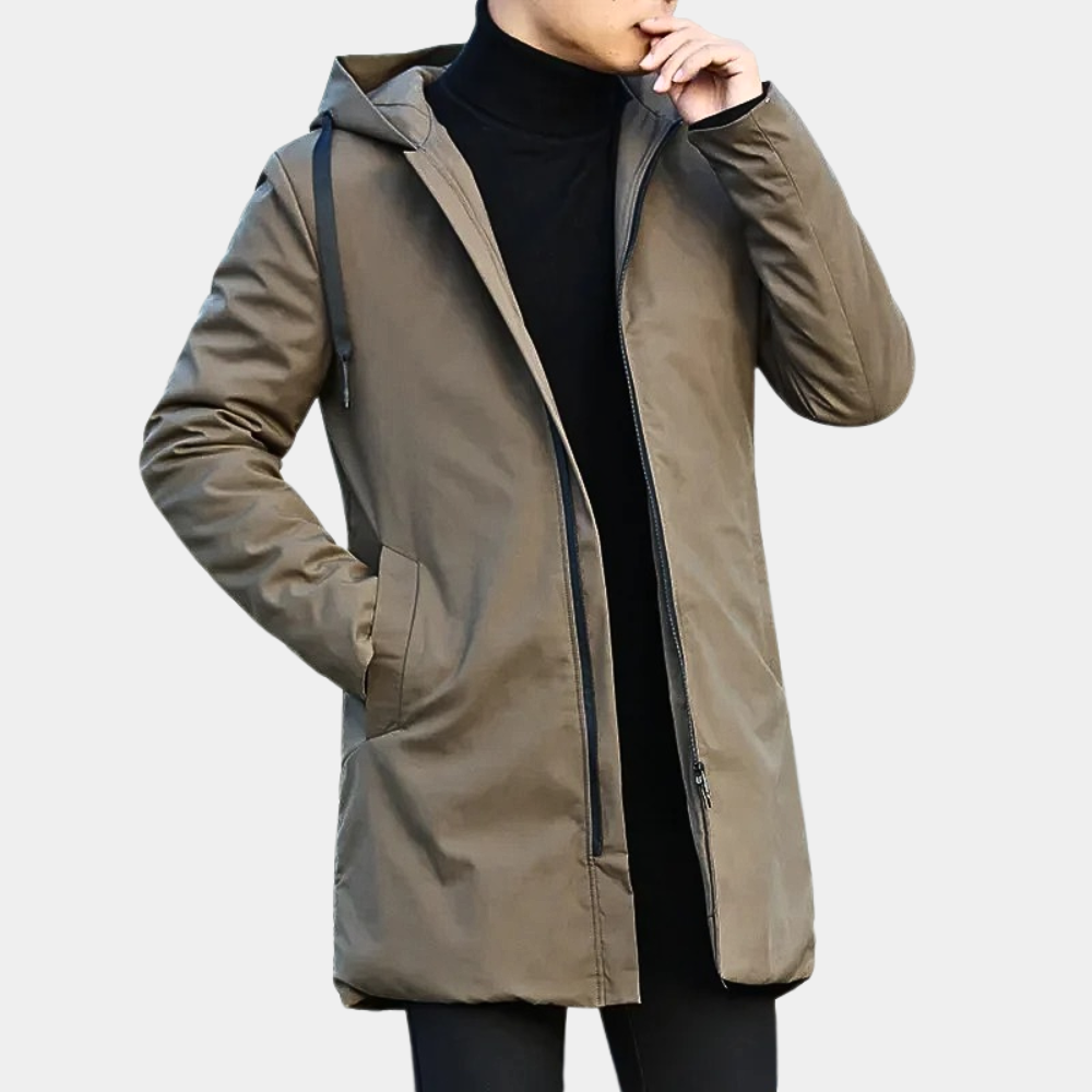 Herren Regenjacke – Wasserabweisend – Regular Fit – Kapuze – Mittellang – Atmungsaktiv