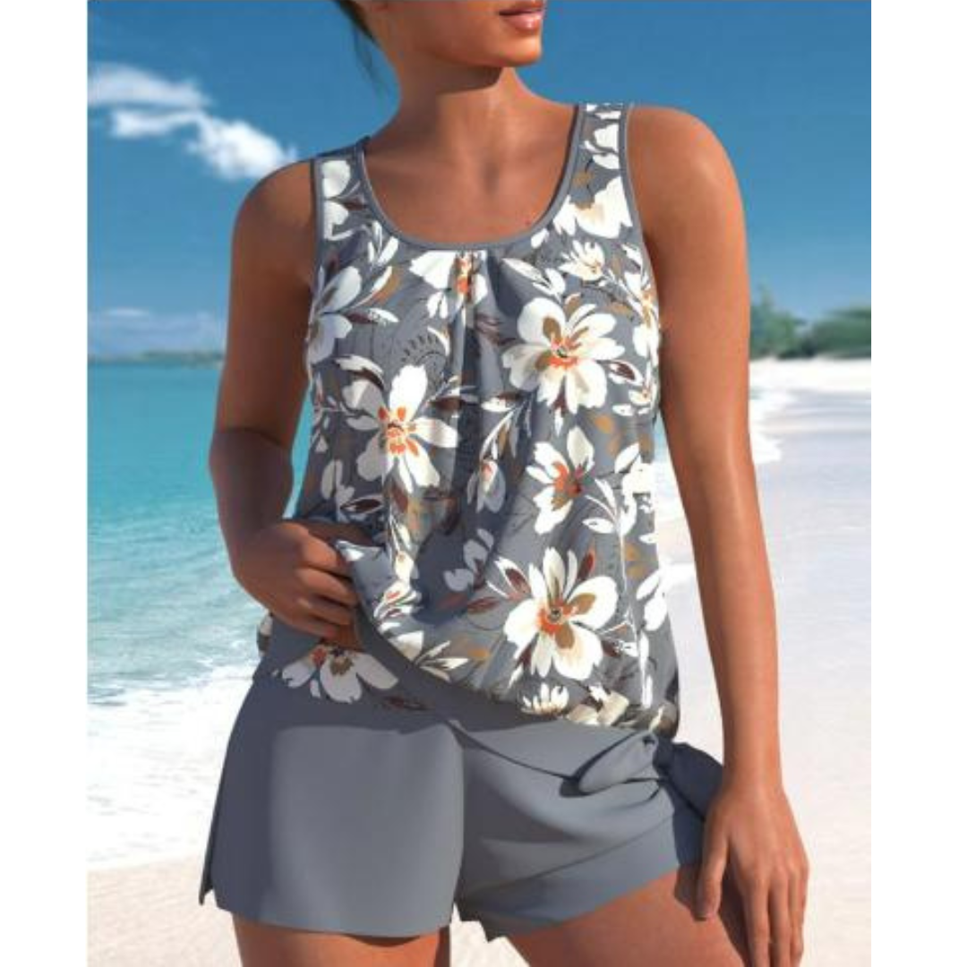 Damen Tankini Set – Flowy Top – Mid-Thigh Shorts – Atmungsaktives Material