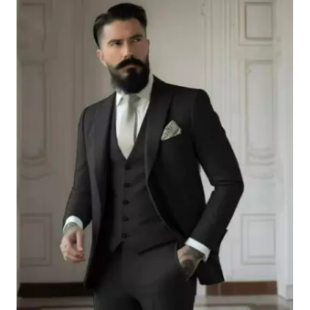 Herren Anzug – Slim Fit – Luxusstoff – 3-teilig – Zwei-Knopf – Reverskragen