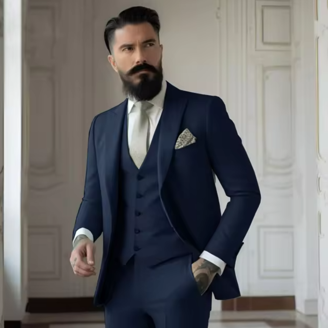 Herren Anzug – Slim Fit – Luxusstoff – 3-teilig – Zwei-Knopf – Reverskragen