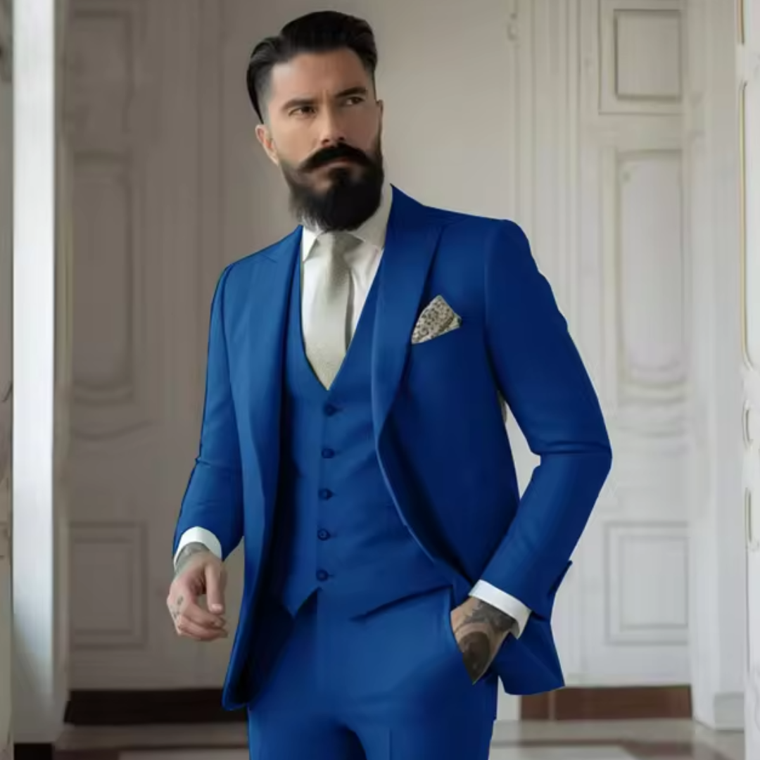 Herren Anzug – Slim Fit – Luxusstoff – 3-teilig – Zwei-Knopf – Reverskragen