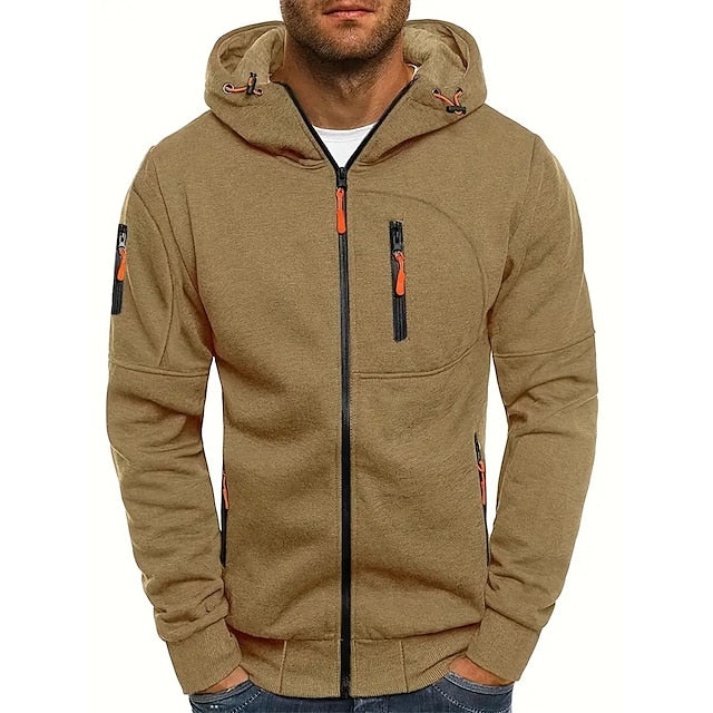 Herren Kapuzenpullover – Atmungsaktives Gewebe – Taillierte Passform – Reißverschluss – Utility-Taschen