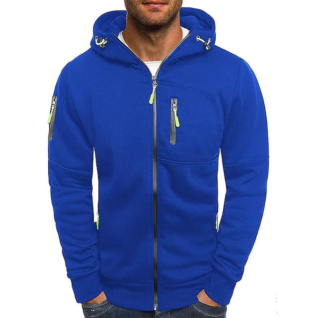 Herren Kapuzenpullover – Atmungsaktives Gewebe – Taillierte Passform – Reißverschluss – Utility-Taschen
