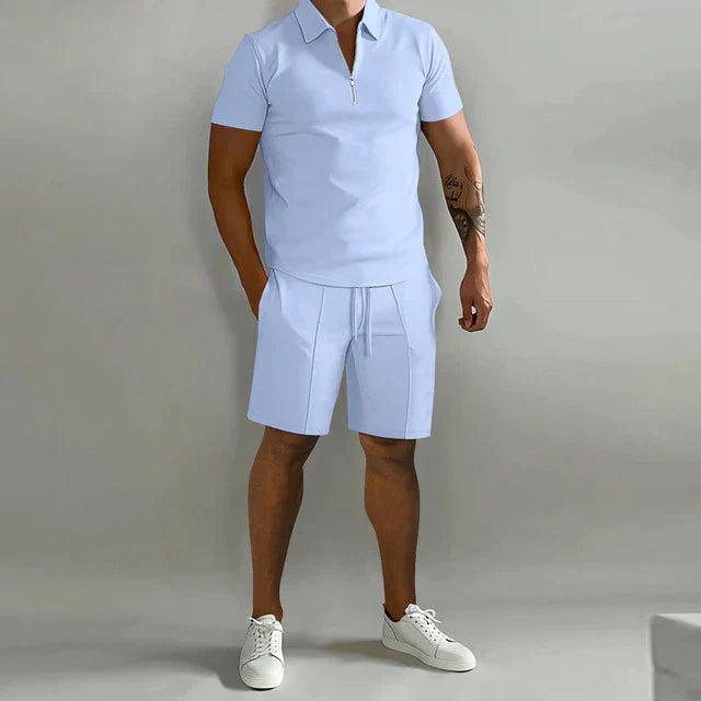 Herren Polo Shirt – Klassischer Schnitt – Atmungsaktives Mischgewebe – Kurzarm – Reißverschlusskragen