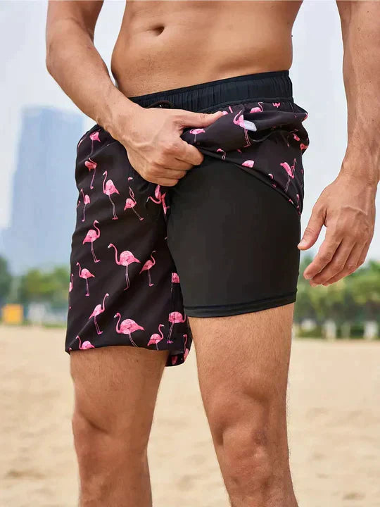 Herren Badeshorts – Schnell trocknend – Mid-Thigh Passform – Innen-Kompression