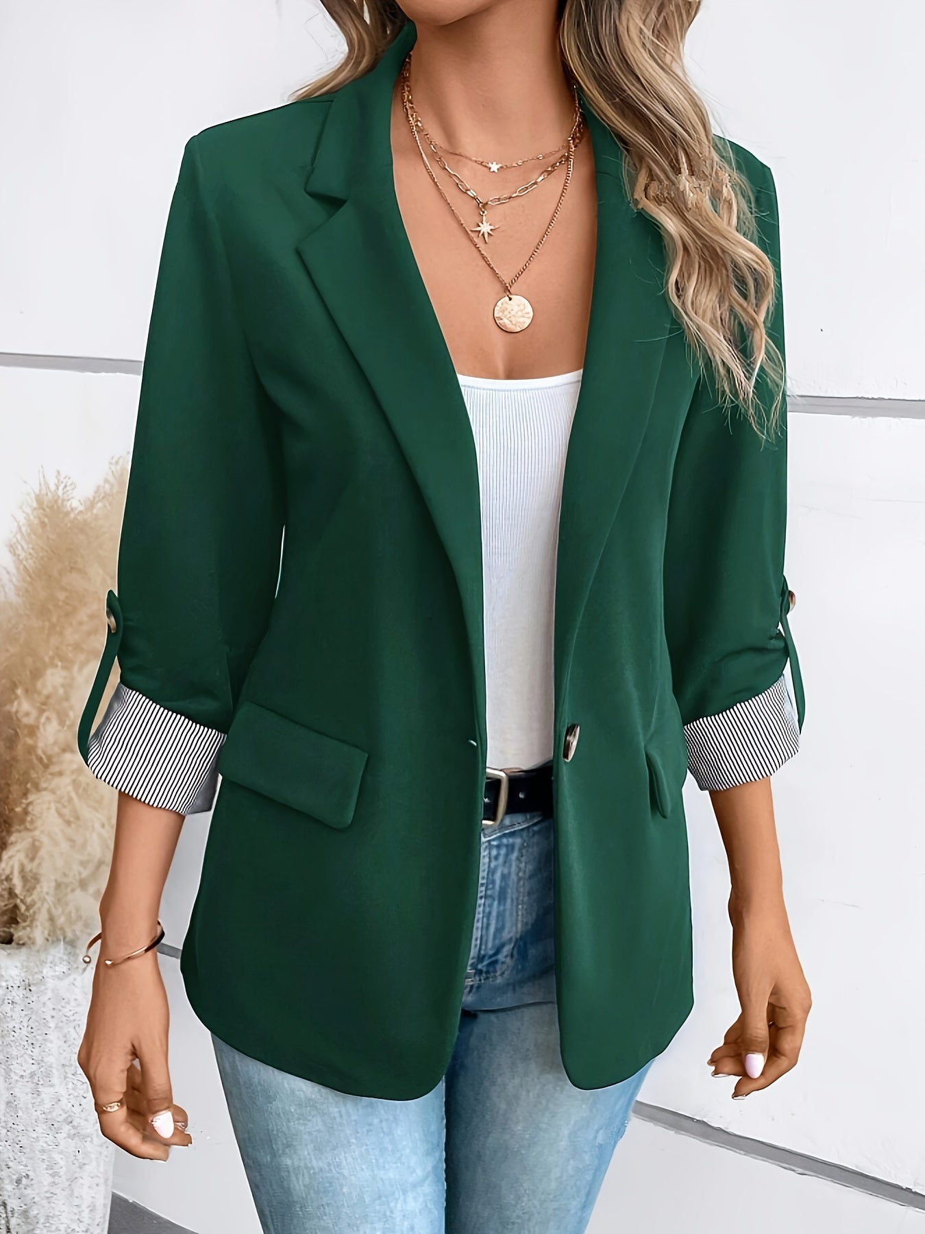 Damen Blazer – Taillierter Schnitt – Einreiher – Strukturierter Look – Flap-Taschen