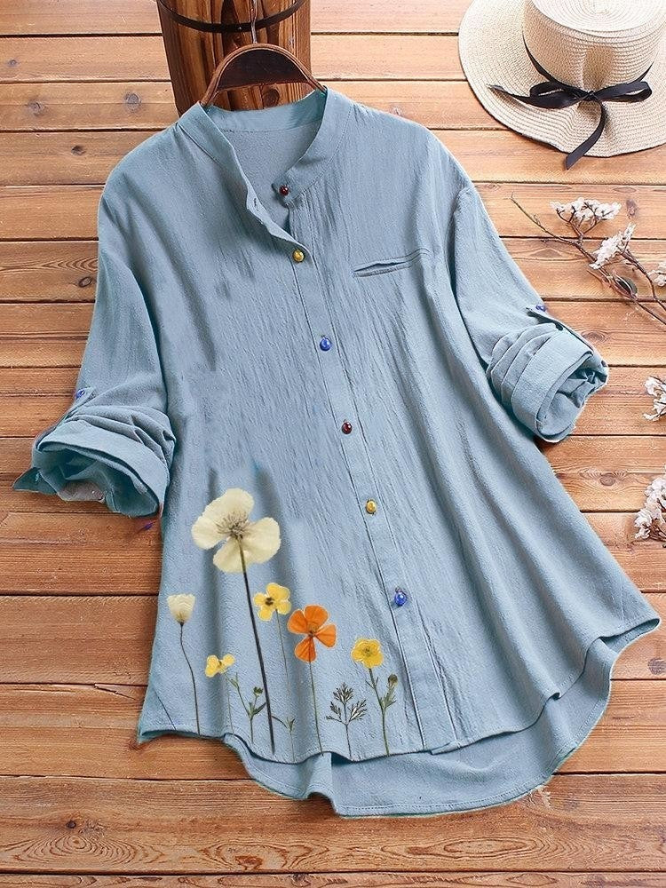 Damen Langarmshirt – Lockerer Schnitt – Florales Detail – Atmungsaktive Qualität