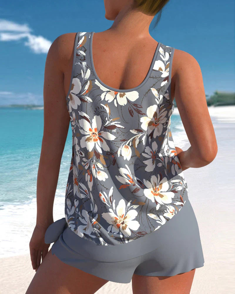 Damen Tankini Set – Flowy Top – Mid-Thigh Shorts – Atmungsaktives Material