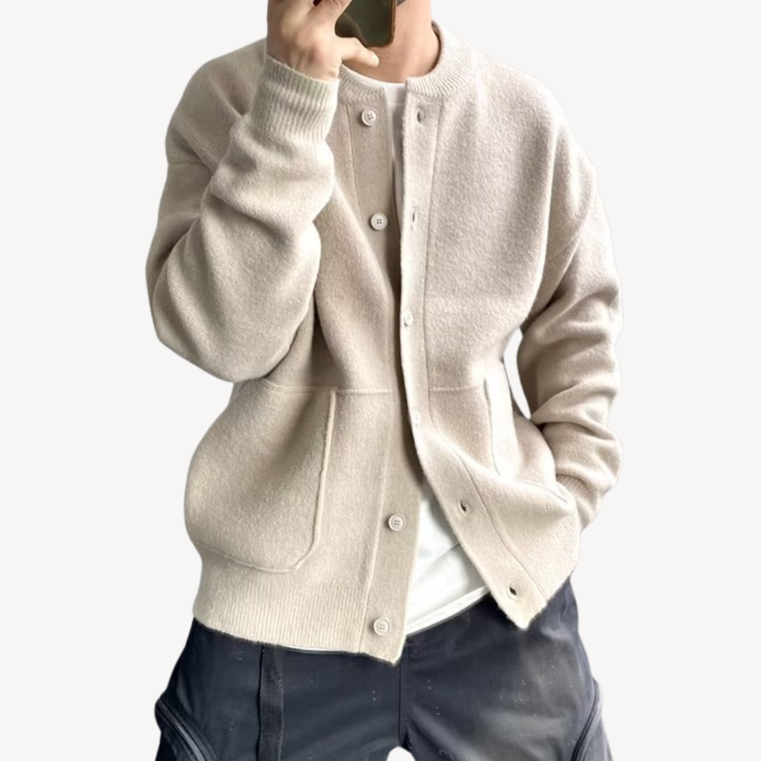Herren Strickjacke – Lockerer Schnitt – Knopfleiste – Weicher Griff – Lange Ärmel