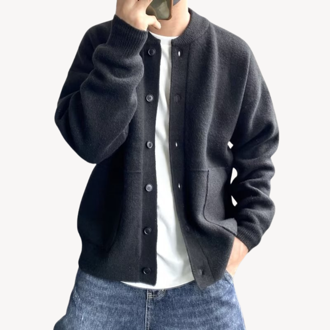 Herren Strickjacke – Lockerer Schnitt – Knopfleiste – Weicher Griff – Lange Ärmel