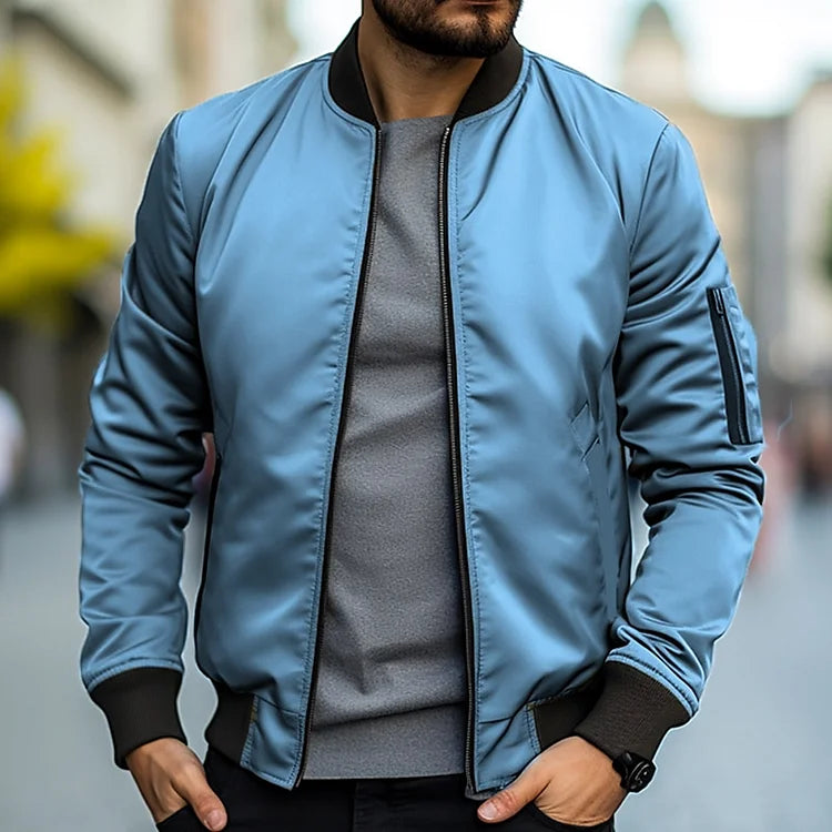 Herren Bomberjacke – Regular Fit – Atmungsaktives Gewebe – Zipper-Ärmeltasche