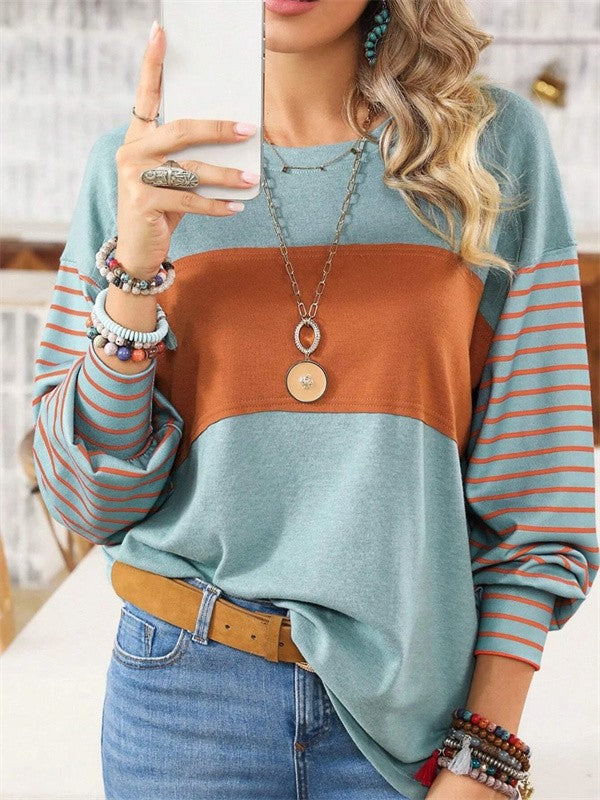 Damen Bluse – Oversized Fit – Langarm – Streifendetails – Atmungsaktive Mischung