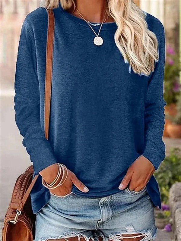 Damen Bluse – Weicher Strick – Lockerer Schnitt – Langarm – Rundhals Casual Style