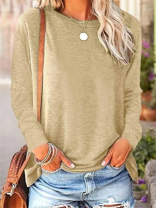 Damen Bluse – Weicher Strick – Lockerer Schnitt – Langarm – Rundhals Casual Style