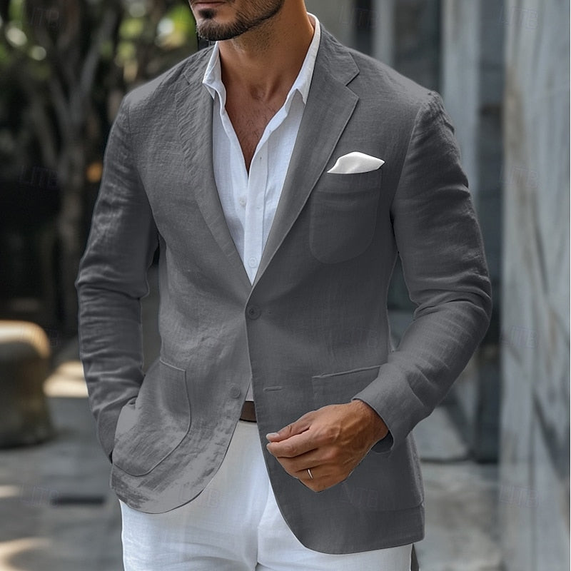 Herren Blazerjacke – Slim Fit – Atmungsaktive Mischung – Einreiher – Klassisches Revers
