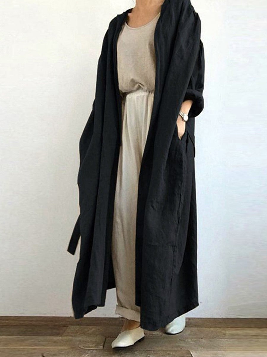Damen Trenchcoat – Oversized Fit – Atmungsaktives Gewebe – Offene Front – Maxi-Länge
