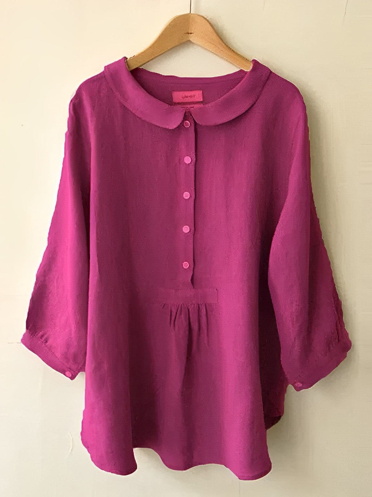 Damen Bluse – Lockerer Schnitt – Peter Pan Kragen – Atmungsaktives Gewebe – 3/4 Ärmel